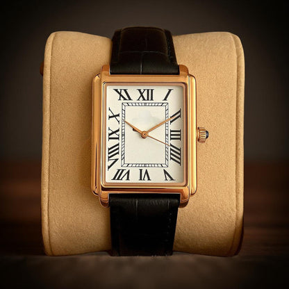 Klassische Herren-Armbanduhr mit eckigem Zifferblatt im Retro-Design