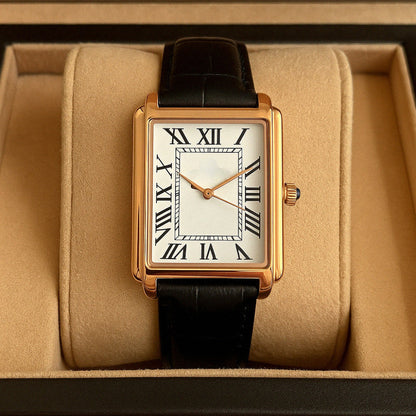Klassische Herren-Armbanduhr mit eckigem Zifferblatt im Retro-Design