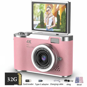 Digitalkamera 4K mit klappbarem Display, 48 MP, 8× Zoom, Kompaktkamera für Foto und Video