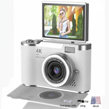Digitalkamera 4K mit klappbarem Display, 48 MP, 8× Zoom, Kompaktkamera für Foto und Video