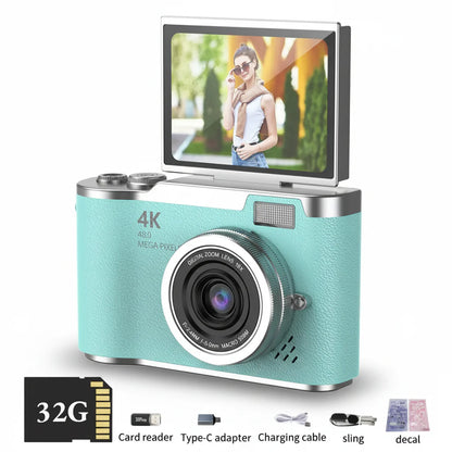 Digitalkamera 4K mit klappbarem Display, 48 MP, 8× Zoom, Kompaktkamera für Foto und Video