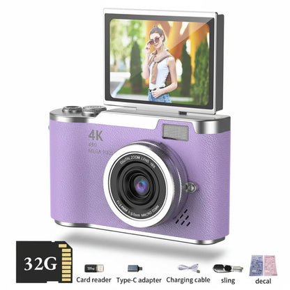 Digitalkamera 4K mit klappbarem Display, 48 MP, 8× Zoom, Kompaktkamera für Foto und Video