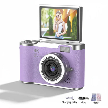 Digitalkamera 4K mit klappbarem Display, 48 MP, 8× Zoom, Kompaktkamera für Foto und Video