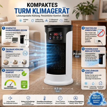 Tragbare Klimaanlage mit Verdunstungskühlung – energieeffizient und kompakt