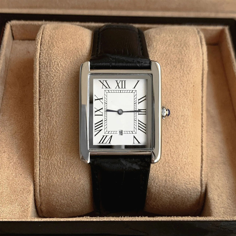 Klassische Herren-Armbanduhr mit eckigem Zifferblatt im Retro-Design