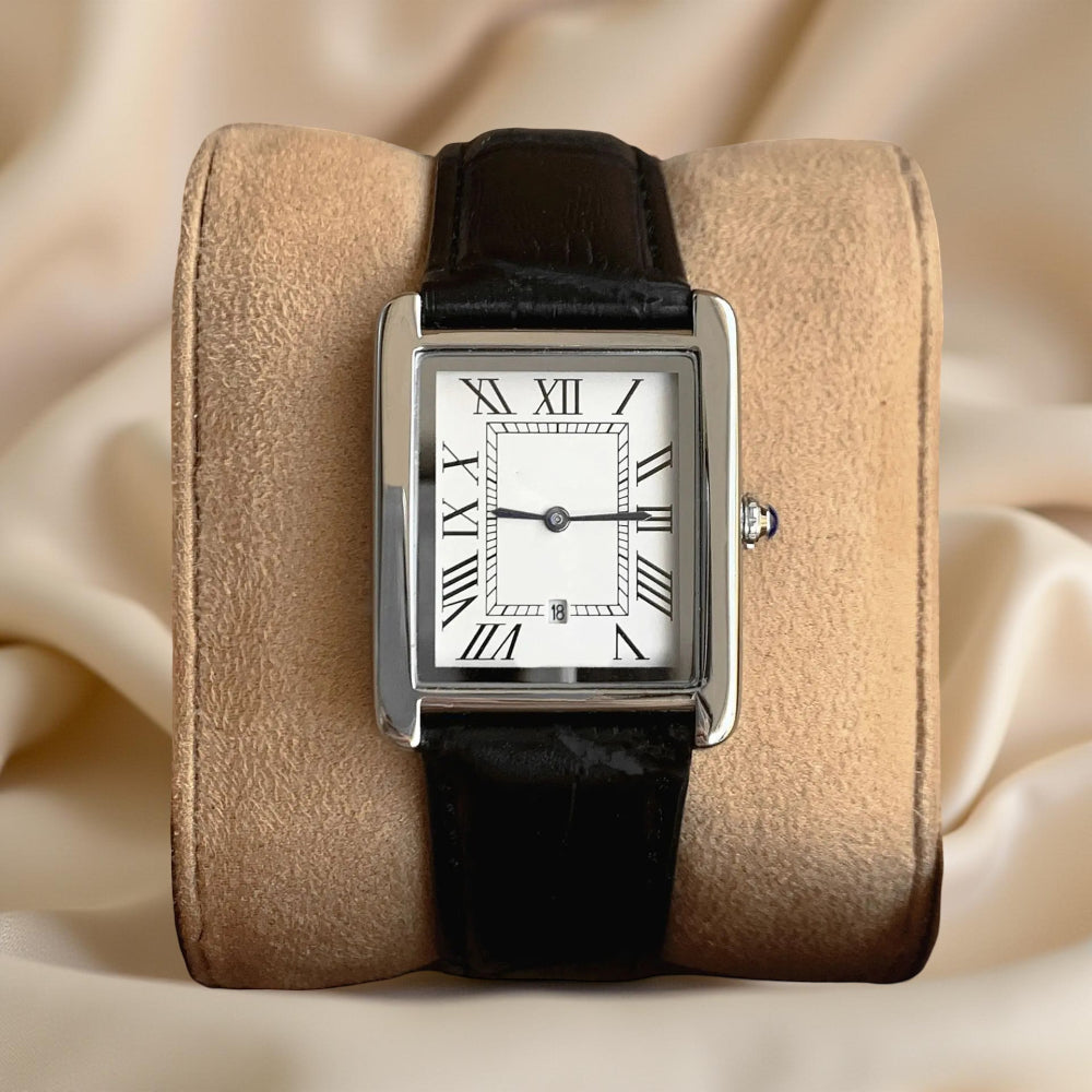 Klassische Herren-Armbanduhr mit eckigem Zifferblatt im Retro-Design