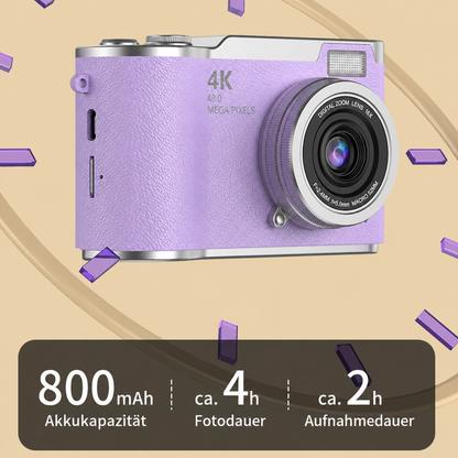 Digitalkamera 4K mit klappbarem Display, 48 MP, 8× Zoom, Kompaktkamera für Foto und Video